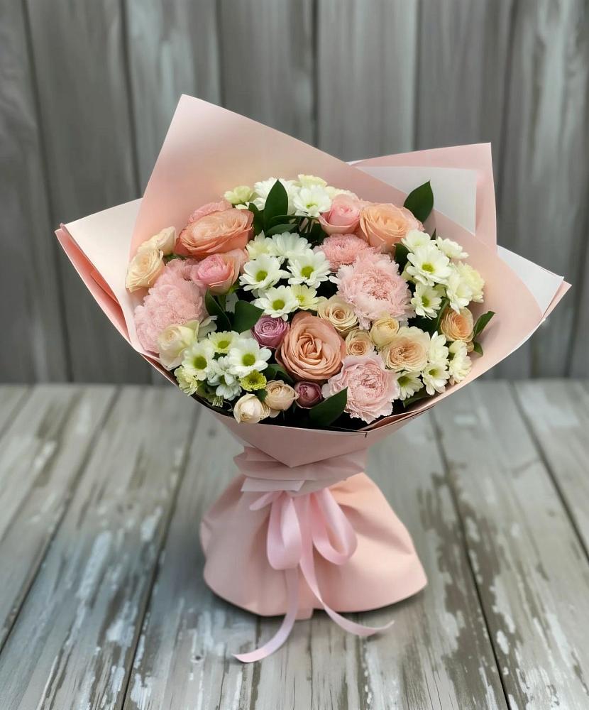 Букет цветов из: Гвоздики, Розы и Хризантемы в Бачи-Юрте