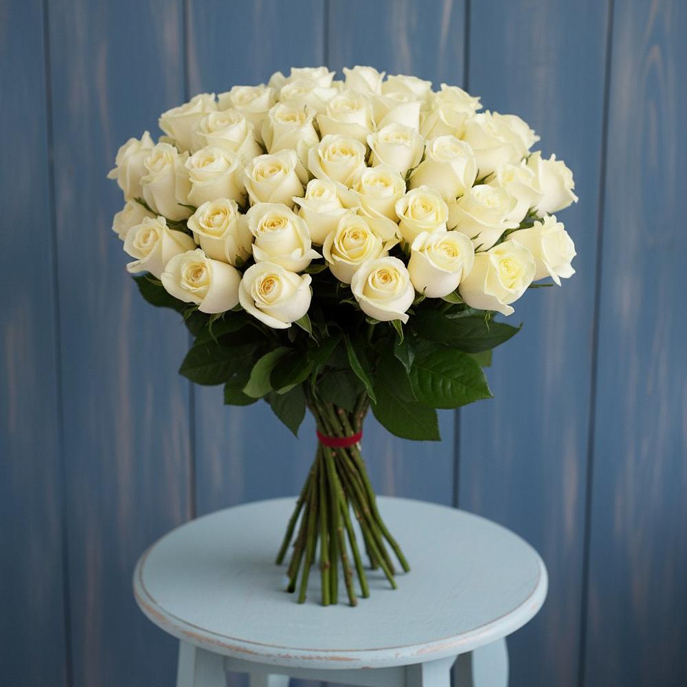 Букет 51 Белая роза Эдлесс Лав в Бачи-Юрте