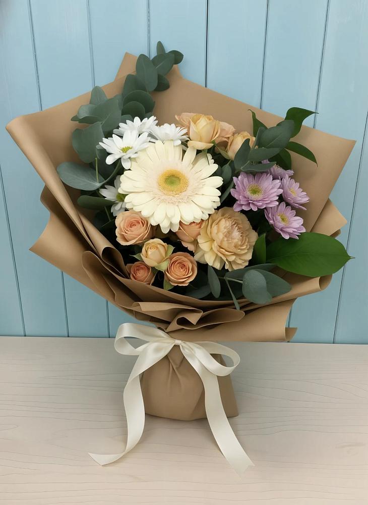 Букет цветов из: Герберы и Хризантемы в Бачи-Юрте