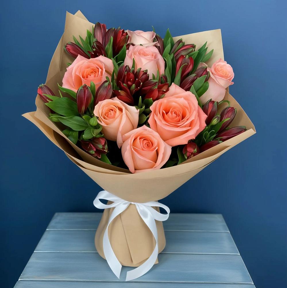 Букет цветов из: Розы и Альстромерии в Бачи-Юрте