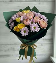 Букет цветов из:  Хризантемы и Розы в Бачи-Юрте