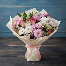 Букет цветов из:  Хризантемы, Альстромерии и Розы в Бачи-Юрте