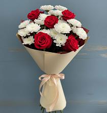Букет цветов из:  Розы и Хризантемы в Бачи-Юрте