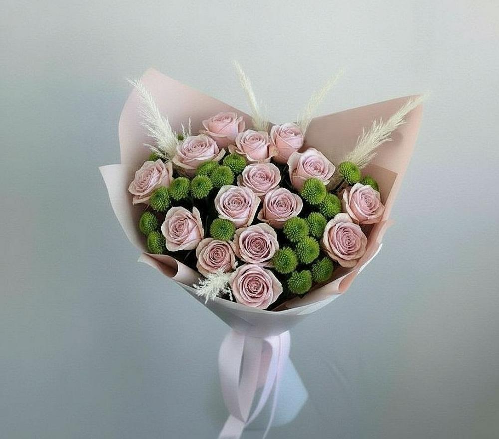 Букет цветов из: Розы и Хризантемы в Бачи-Юрте