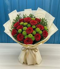 Букет цветов из:  Розы и Хризантемы в Бачи-Юрте