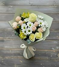 Букет цветов из:  Альстромерии, Розы и Хризантемы в Бачи-Юрте
