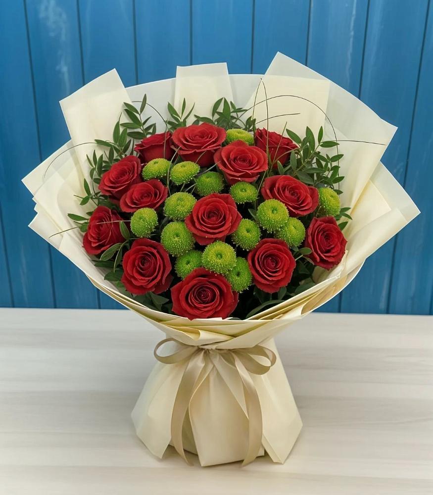 Букет цветов из: Розы и Хризантемы в Бачи-Юрте