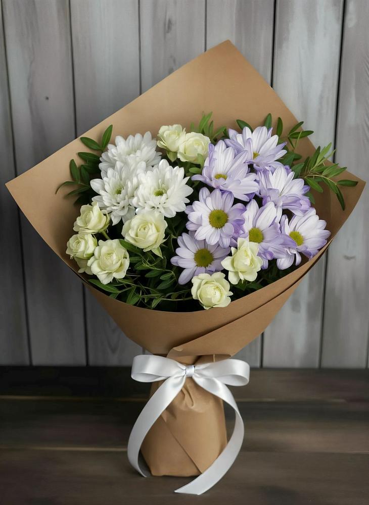 Букет цветов из: Хризантемы и Розы в Бачи-Юрте